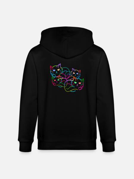 Rainbow Cat Cats Kitten Retro - Stanley/Stella CULTIVATOR Unisex Organic Hooded Jacket - black