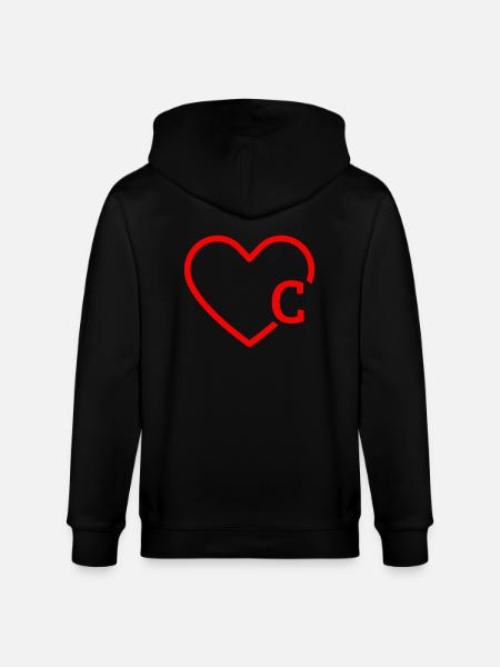 letter c red heart - Stanley/Stella CULTIVATOR Unisex Organic Hooded Jacket - black