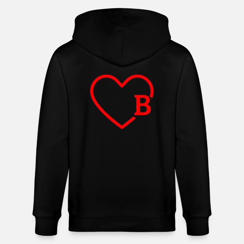Buchstabe B Rotes Herz - Stanley/Stella Unisex Bio-Kapuzenjacke CULTIVATOR  - Schwarz