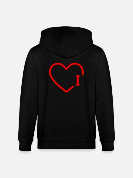 Buchstabe I Rotes Herz - Stanley/Stella Unisex Bio-Kapuzenjacke CULTIVATOR  - Schwarz