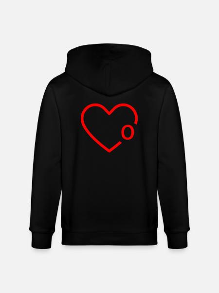 letter o red heart - Stanley/Stella CULTIVATOR  Unisex Organic Hooded Jacket - black