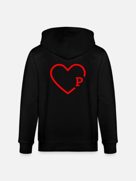 Buchstabe P Rotes Herz - Stanley/Stella Unisex Bio-Kapuzenjacke CULTIVATOR - Schwarz