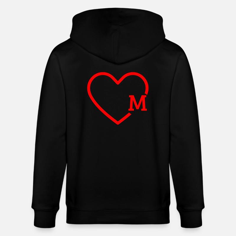Buchstabe M Rotes Herz - Stanley/Stella Unisex Bio-Kapuzenjacke CULTIVATOR  - Schwarz