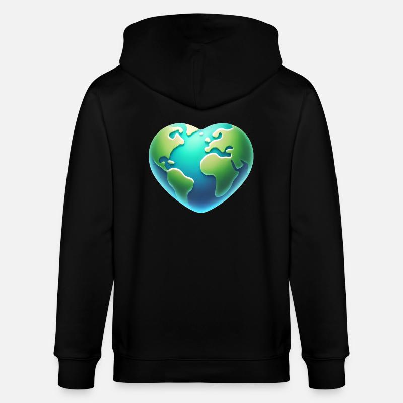 Herzförmige Erde Öko-Design - Stanley/Stella Unisex Bio-Kapuzenjacke CULTIVATOR  - Schwarz