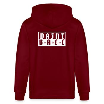 Transparent white Paintball three stars logo - Stanley/Stella CULTIVATOR  Unisex Organic Hooded Jacket - burgundy - Back - Anna (173cm)