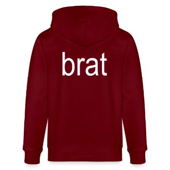brat white text 5000 - Stanley/Stella CULTIVATOR  Unisex Organic Hooded Jacket - burgundy - Back - Anna (173cm)