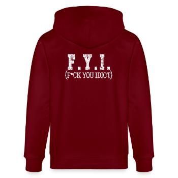 Pour info Drôle Offensant Inapproprié Adulte Humour Texte - Veste à capuche bio CULTIVATOR Stanley/Stella Unisexe - bordeaux - Dos - Anna (173cm)