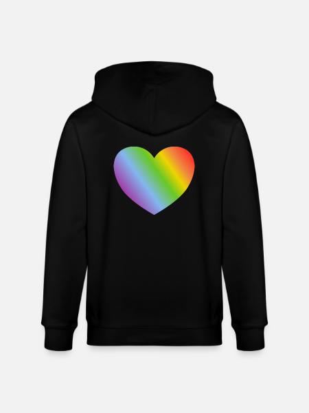 Regenbogen-Herz - Stanley/Stella Unisex Bio-Kapuzenjacke CULTIVATOR  - Schwarz