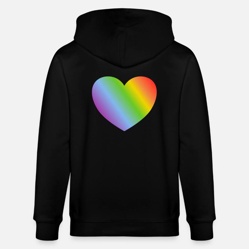 Regenbogen-Herz - Stanley/Stella Unisex Bio-Kapuzenjacke CULTIVATOR  - Schwarz