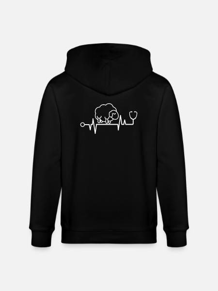 Sheep heartbeat - Stanley/Stella CULTIVATOR Unisex Organic Hooded Jacket - black