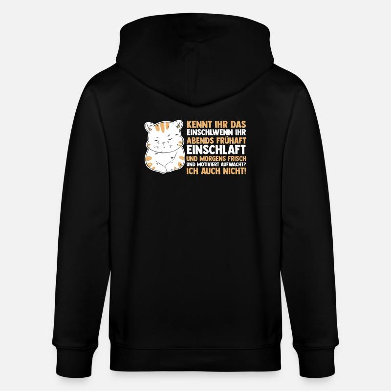 Faulenzer Langschläfer Motivation Katze - Stanley/Stella Unisex Bio-Kapuzenjacke CULTIVATOR  - Schwarz