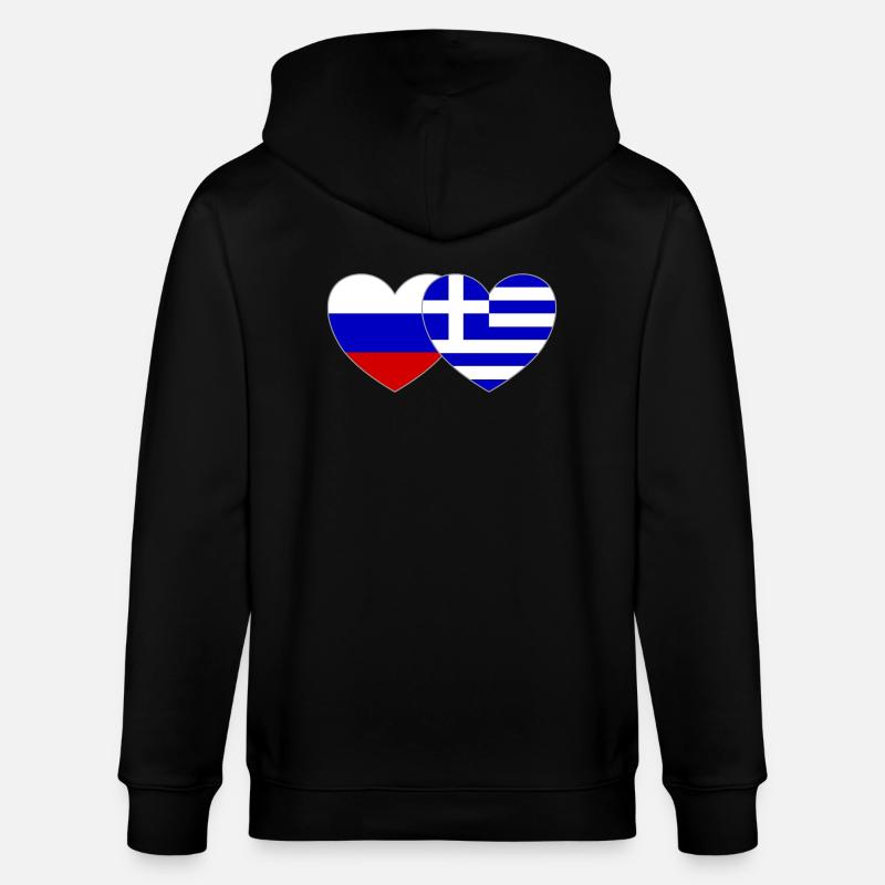 Russie Grèce Flag Coeur - Veste à capuche bio CULTIVATOR Stanley/Stella Unisexe - noir