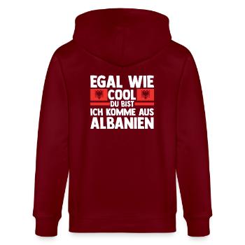 Albaner Albanisch Albanien - Stanley/Stella Unisex Bio-Kapuzenjacke CULTIVATOR  - Burgunderrot - Hinten - Anna (173cm)