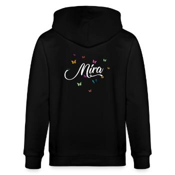 MIRA - Mädchen Name mit bunten Schmetterlingen - Stanley/Stella Unisex Bio-Kapuzenjacke CULTIVATOR  - Schwarz - Hinten - Anna (173cm)
