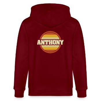 Anthony - Stanley/Stella Unisex Bio-Kapuzenjacke CULTIVATOR  - Burgunderrot - Hinten - Anna (173cm)