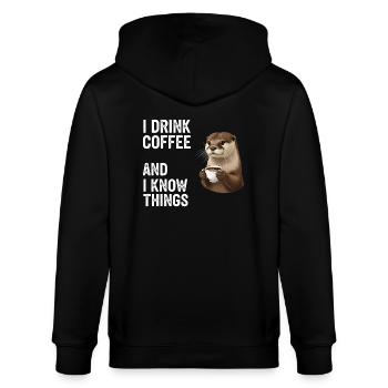 Kaffee Coffeeshop - Stanley/Stella Unisex Bio-Kapuzenjacke CULTIVATOR  - Schwarz - Hinten - Anna (173cm)