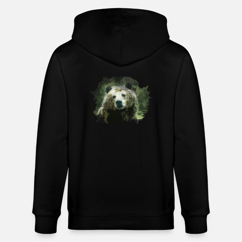 Bär - Stanley/Stella Unisex Bio-Kapuzenjacke CULTIVATOR  - Schwarz