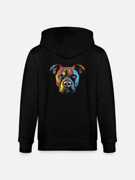 Staffordshire Bull Terrier Dog Portrait - Stanley/Stella CULTIVATOR  Unisex Organic Hooded Jacket - black