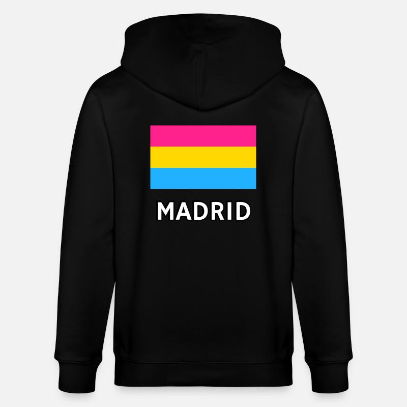 Pan Pride Drapeau Madrid - Veste à capuche bio CULTIVATOR Stanley/Stella Unisexe - noir