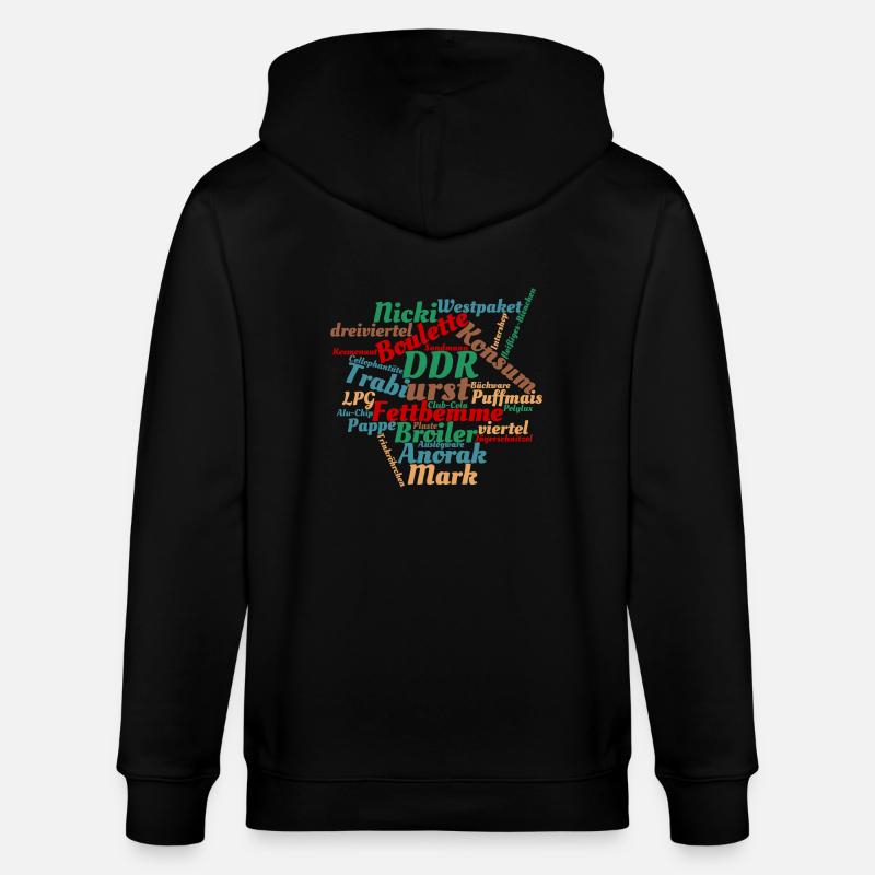 DDR Ostalgie Wörtersammlung - Stanley/Stella Unisex Bio-Kapuzenjacke CULTIVATOR - Schwarz