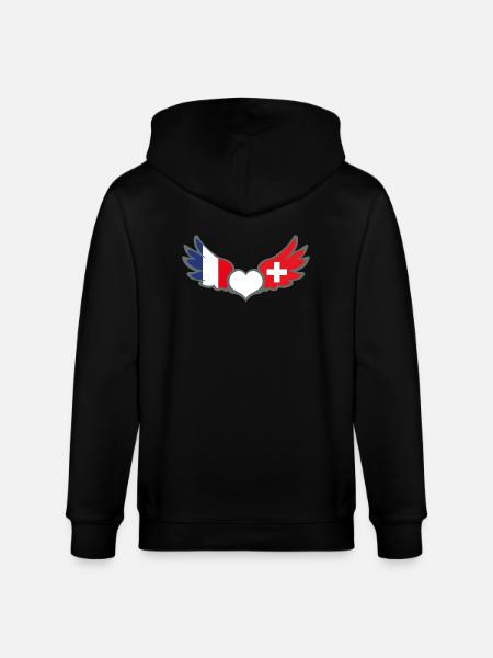 Drapeaux Français et Suisse Flag France et Suisse - Veste à capuche bio CULTIVATOR Stanley/Stella Unisexe - noir