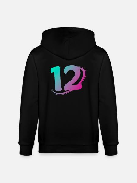 Nummer 12 mehrfarbig - Stanley/Stella Unisex Bio-Kapuzenjacke CULTIVATOR - Schwarz