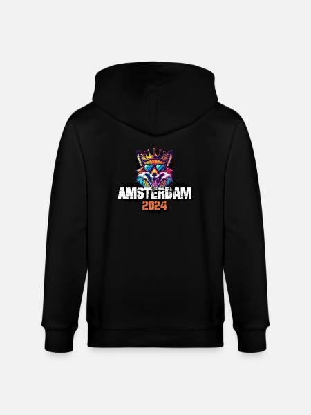 Amsterdam 2024 Vacation Fox - Stanley/Stella CULTIVATOR  Unisex Organic Hooded Jacket - black