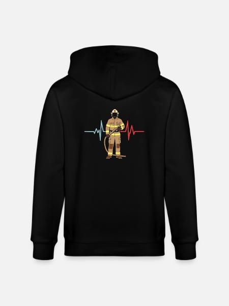 Firefighter heartbeat fire brigade sayings - Stanley/Stella CULTIVATOR  Unisex Organic Hooded Jacket - black