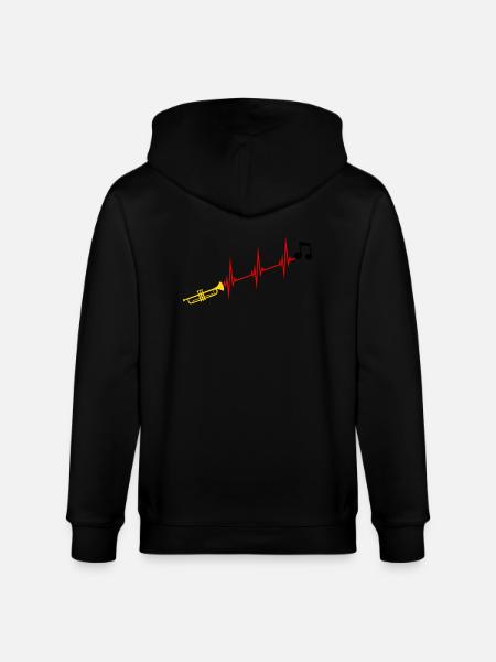 Musical note heartbeat trumpet - Stanley/Stella CULTIVATOR  Unisex Organic Hooded Jacket - black