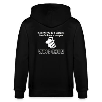 Wing Chun weapon shirt - Stanley/Stella CULTIVATOR  Unisex Organic Hooded Jacket - black - Back - Anna (173cm)