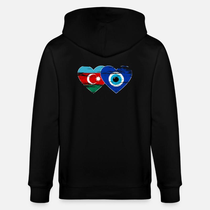 Azerbaïdjan Nazar drapeau perlé utilisé - Veste à capuche bio CULTIVATOR Stanley/Stella Unisexe - noir