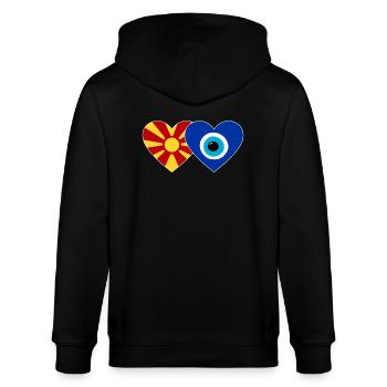 Macedonia Nazar Pearl Flag - Stanley/Stella CULTIVATOR  Unisex Organic Hooded Jacket - black - Back - Anna (173cm)