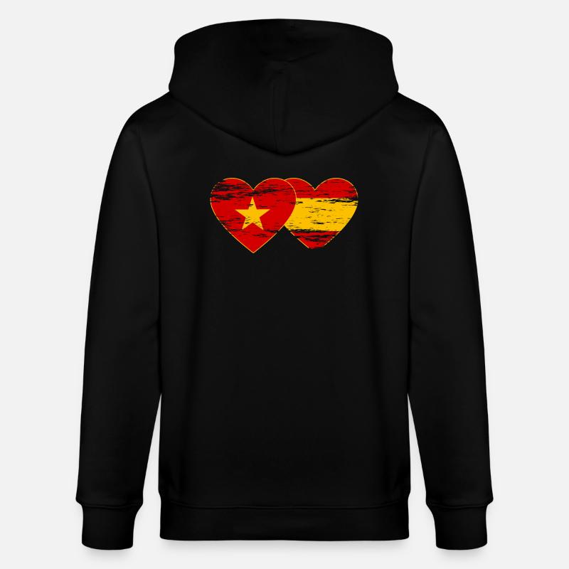 Vietnam Espagne Drapeau Coeur Utilisé - Veste à capuche bio CULTIVATOR Stanley/Stella Unisexe - noir
