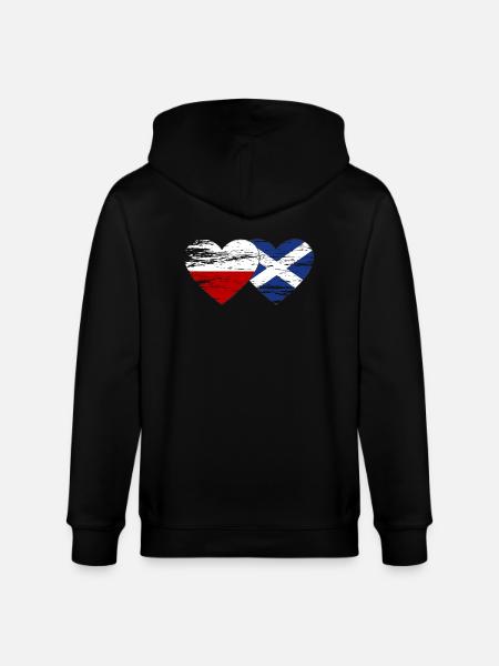 Poland Scotland Flag Heart Used - Stanley/Stella CULTIVATOR  Unisex Organic Hooded Jacket - black