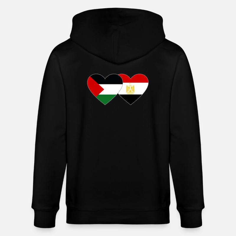 Palestine Egypte Drapeau Coeur - Veste à capuche bio CULTIVATOR Stanley/Stella Unisexe - noir