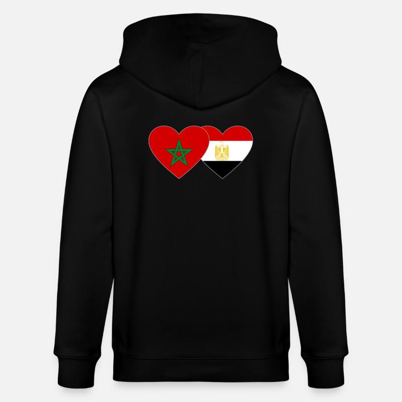 Maroc Egypte Drapeau Coeur - Veste à capuche bio CULTIVATOR Stanley/Stella Unisexe - noir