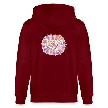 Liebe ist Liebe 3 - Stanley/Stella Unisex Bio-Kapuzenjacke CULTIVATOR  - Burgunderrot - Hinten - Anna (173cm)