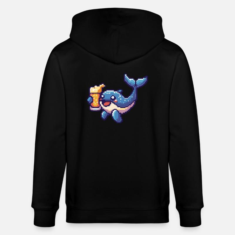 Baleine bière Pixel - Veste à capuche bio CULTIVATOR Stanley/Stella Unisexe - noir