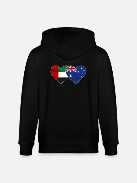 Förenade Arabemiraten Australiens flagga - Ekologisk luvjacka CULTIVATOR unisex från Stanley/Stella - svart