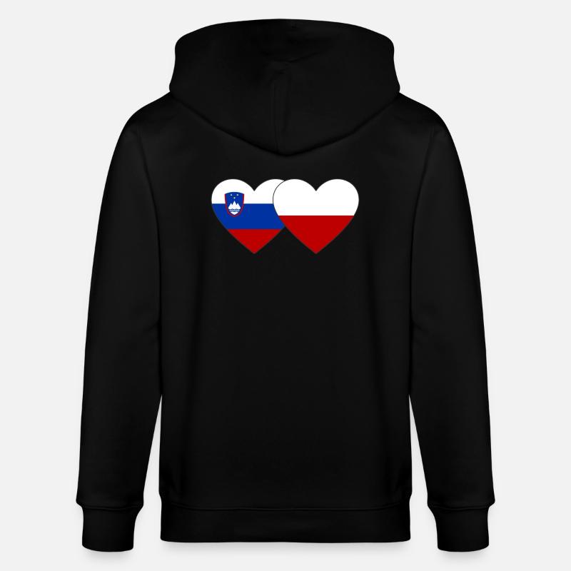 Slovénie Pologne Drapeau Coeur - Veste à capuche bio CULTIVATOR Stanley/Stella Unisexe - noir