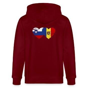 Slowenien Moldau Flagge Herz used - Stanley/Stella Unisex Bio-Kapuzenjacke CULTIVATOR  - Burgunderrot - Hinten - Anna (173cm)
