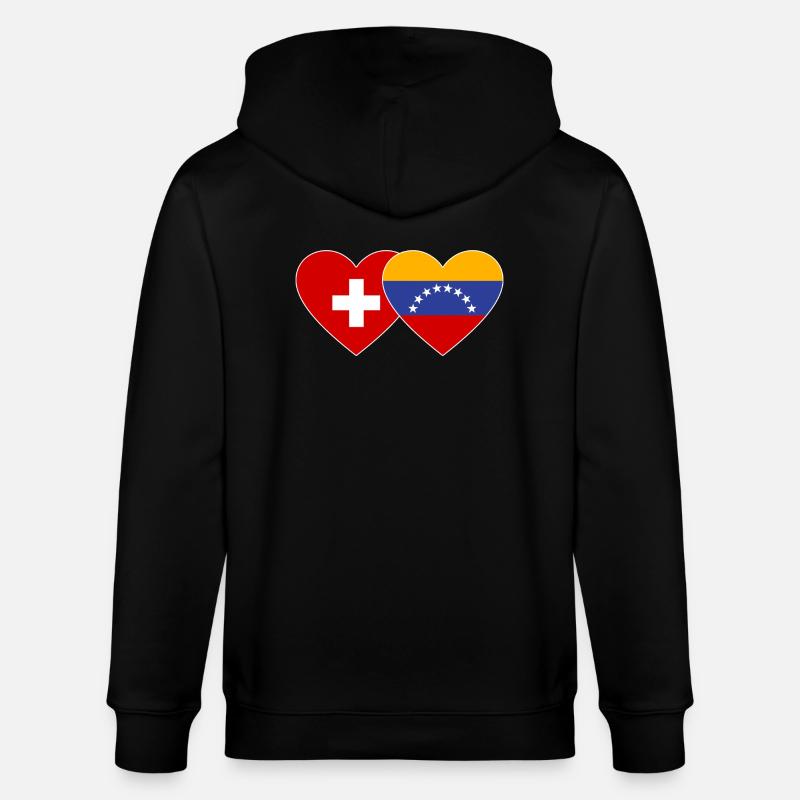 Suisse Venezuela Drapeau Coeur - Veste à capuche bio CULTIVATOR Stanley/Stella Unisexe - noir