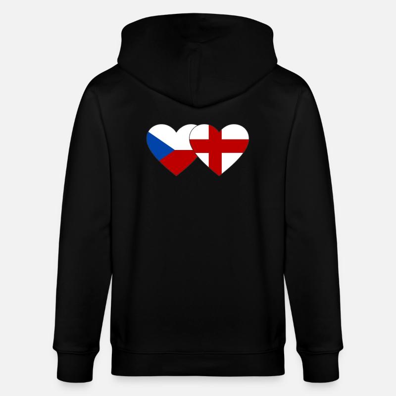 République tchèque Angleterre Drapeau Coeur - Veste à capuche bio CULTIVATOR Stanley/Stella Unisexe - noir