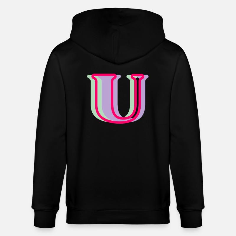 Mehrfarbiger Buchstabe u - Stanley/Stella Unisex Bio-Kapuzenjacke CULTIVATOR  - Schwarz