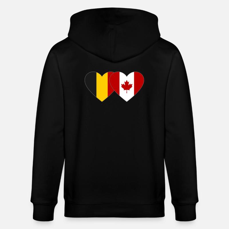 Belgique Canada Drapeau Coeur - Veste à capuche bio CULTIVATOR Stanley/Stella Unisexe - noir