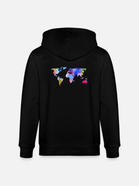 map of the world - Stanley/Stella CULTIVATOR Unisex Organic Hooded Jacket - black