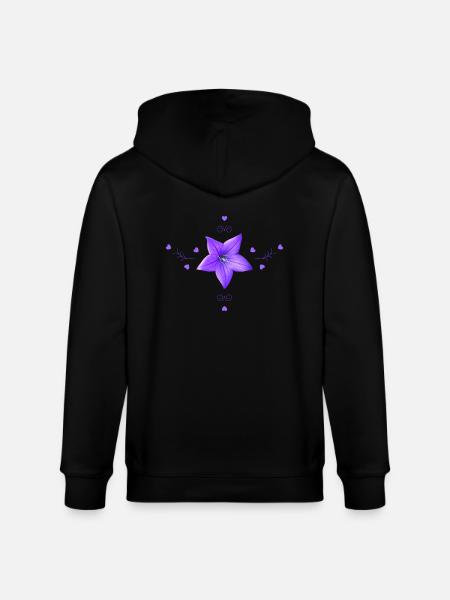 Bluebell Purple Flower - Stanley/Stella CULTIVATOR Unisex Organic Hooded Jacket - black