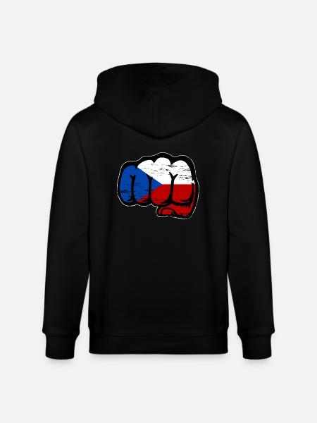 Czech Republic Fist Flag used - Stanley/Stella CULTIVATOR  Unisex Organic Hooded Jacket - black