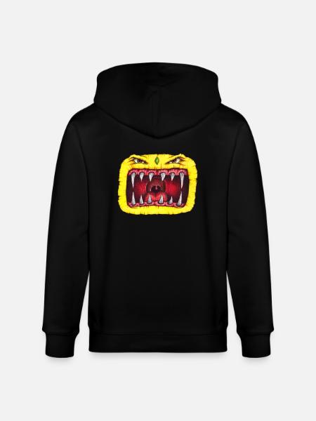 Monster with teeth yellow - Stanley/Stella CULTIVATOR Unisex Organic Hooded Jacket - black