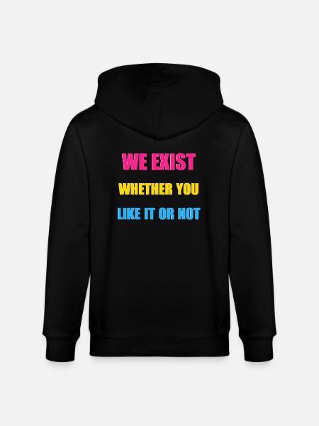 We Exist - Pansexual Flag - Stanley/Stella CULTIVATOR  Unisex Organic Hooded Jacket - black